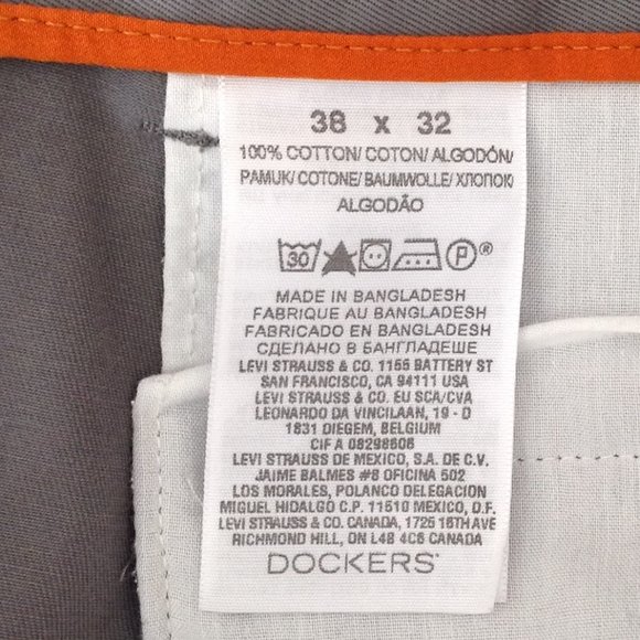 Dockers Men's Classic Dress Straight Fit Pants Flat Front Chinos Gray - Picture 9 of 9